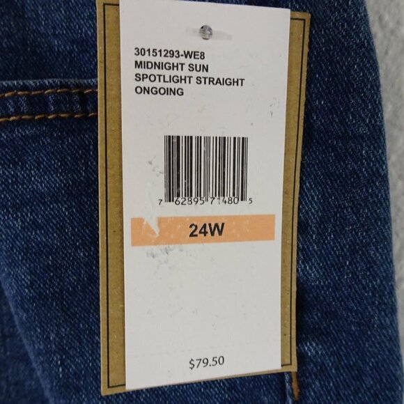 Jessica Simpson Slim Straight Jeans Plus Size 24W Blue Denim Distressed - Picture 8 of 8